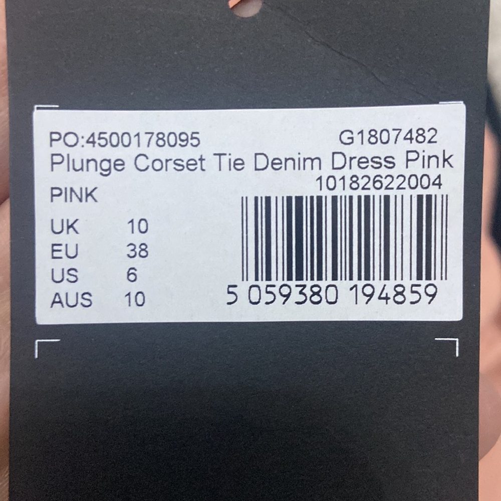 Pink Plunge Corset Tie Denim Dress size 6 - Picture 7 of 7